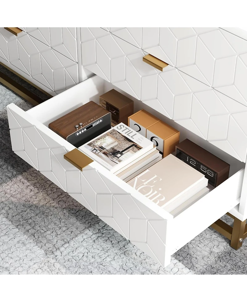 gaomon Dresser for Bedroom, 53.5" Large Organizer, 6 Drawer with Golden Metal Handle and Legs