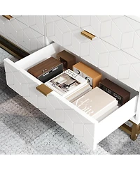 gaomon Dresser for Bedroom, 53.5" Large Organizer, 6 Drawer with Golden Metal Handle and Legs