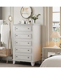 gaomon 5-Drawer 48" Wood Chest with Deep Drawers, Modern Storage Organizer Tall Bedroom Dresser