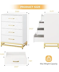 gaomon 3-Drawer Bedroom Dresser, Modern Wide Drawer Chest with Metal Handles, Wooden Storage Organizer for