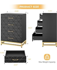 gaomon 3-Drawer Bedroom Dresser, Modern Wide Drawer Chest with Metal Handles, Wooden Storage Organizer for