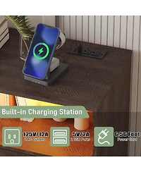 gaomon 8-Drawer Bedroom Dresser with Charging Station & Led Lights, Modern Wide Wooden Chest for Bedroom Living Room Hallway Entryway