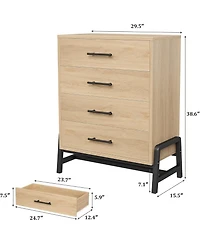 gaomon 38.6" Tall 4-Drawer Bedroom Dresser, Freestanding Wood Storage Cabinet for Entryway, Closet, or Living Room
