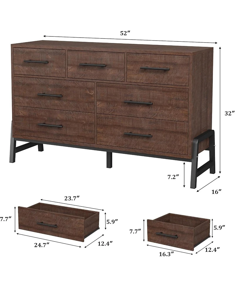 gaomon 52" Wide 7-Drawer Bedroom Dresser, Modern Storage Chest for Entryway, Bedroom, or Living Room