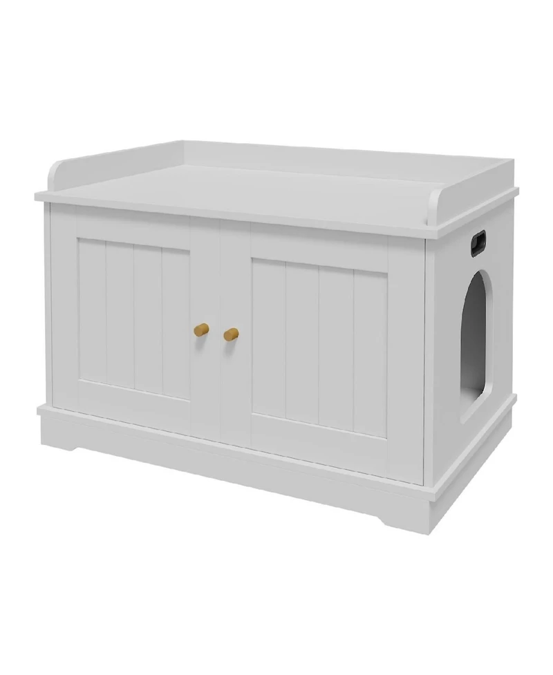 Gaomon Wooden Cat Litter Box Enclosures,Hidden Litter Box,Pet House with Barn Door