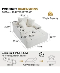 Boyel Living 67 Inch White Velvet Chaise Lounge Chair with 9.9 Wide Armrests and Deep Seat for Room