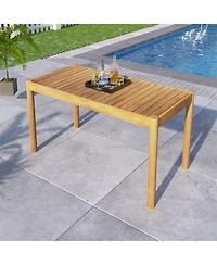 Lovmor Classic Patio Solid Wood Dining Table – Durable Acacia Wood, Light Teak Finish, Weather-Resistant, Includes 1 Table with Installation Ki