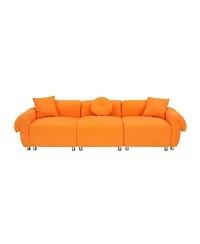 Streamdale Furniture Orange Teddy Velvet Sofa with 3 Pillows