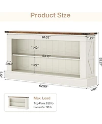 Tribesigns 63-Inch Long Console Table for Entryway, Narrow Farmhouse Sofa Table with Shelves