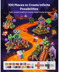 Mecale Magnetic Blocks, 100-Piece Dark Castle Magnetic Cube Building Set for Kids Ages 3