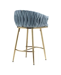 Streamdale Blue Hand-wave Back 26" Bar Stools, Set of 2