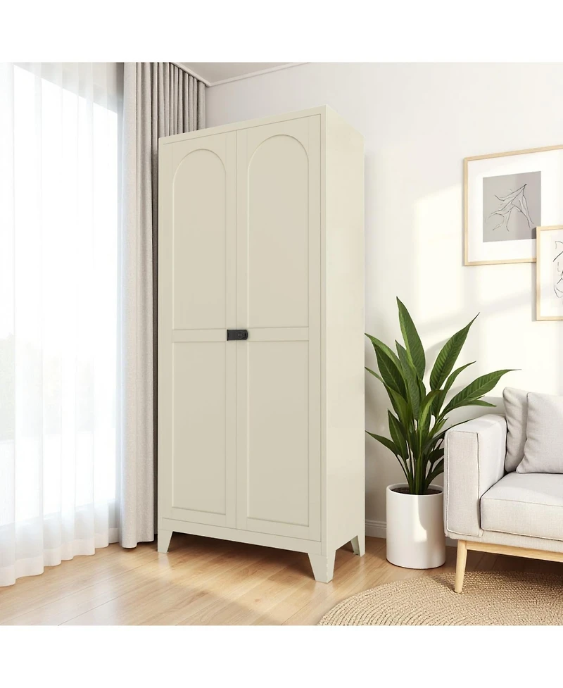 Streamdale Furniture 71" Locking Metal Storage Cabinet - Beige