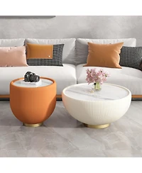 Streamdale Marble Pattern Leather Edge End Table