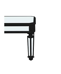 Streamdale Furniture Silver Mirrored Coffee Table Black Carved Wood Rectangle Glass Tea Table