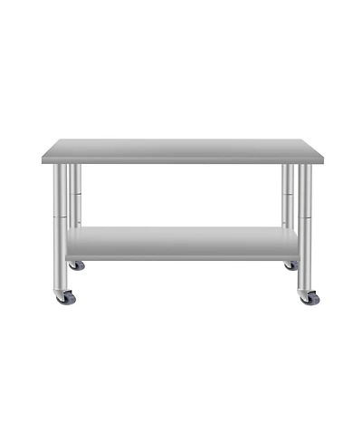 Streamdale Furniture 48" Stainless Steel Kitchen Prep Table w/ Wheels