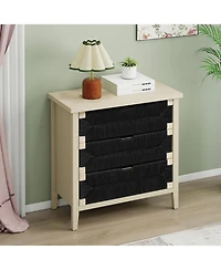 Streamdale Furniture Streamdale 3 Drawer Buffet Sideboard - Woven Rope Drawers