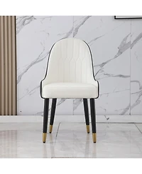 Streamdale Furniture Black Leather Desk Chair with Metal Legs (Set of 2