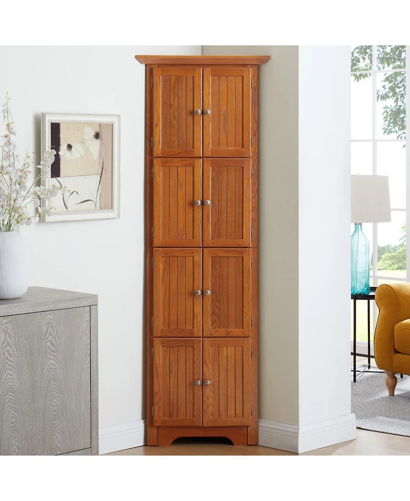 Streamdale Furniture 4-Tier Corner Kitchen Pantry Cabinet with 8 Doors and Adjustable Shelves