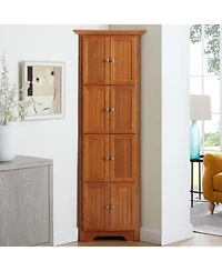 Streamdale Furniture 4-Tier Corner Kitchen Pantry Cabinet with 8 Doors and Adjustable Shelves