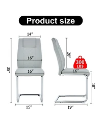 Streamdale Furniture Faux Leather Cushioned Side Chairs - Set of 4 (Light Gray)