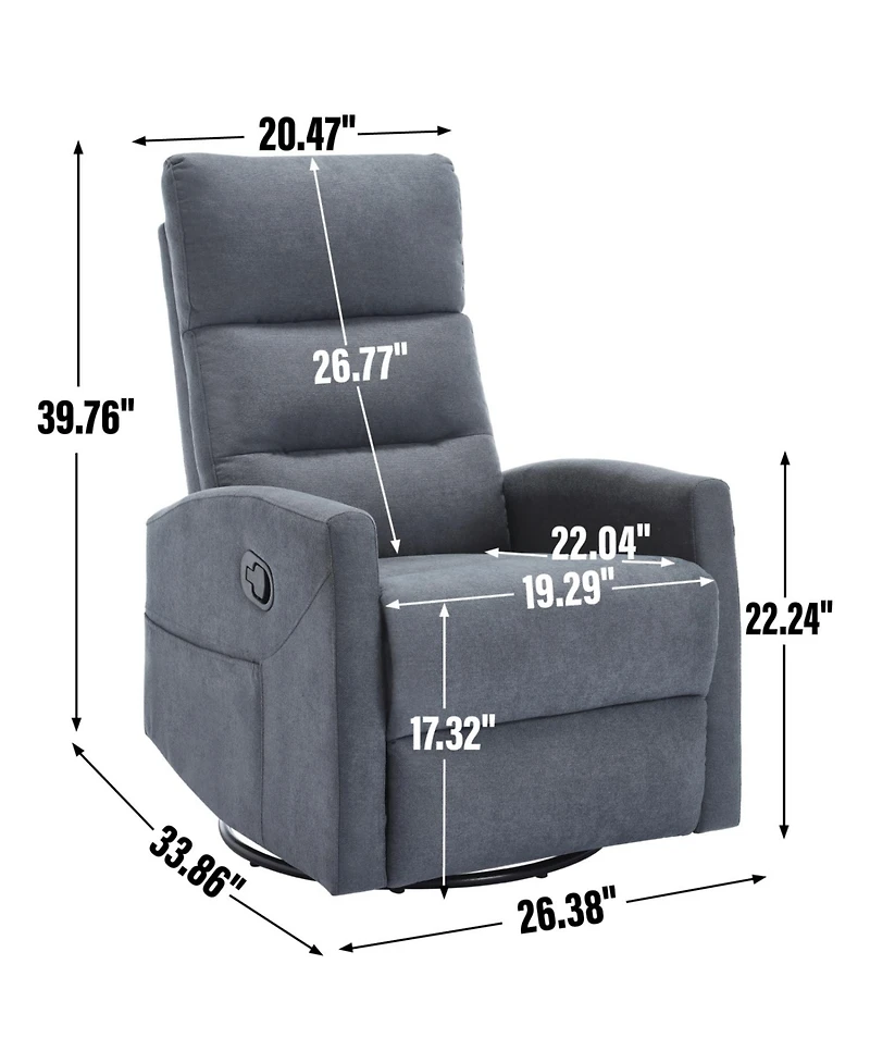 Streamdale Furniture Manual Recliner Chair with Rocker and Swivel in Fabric for Living Room