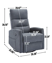 Streamdale Furniture Manual Recliner Chair with Rocker and Swivel in Fabric for Living Room