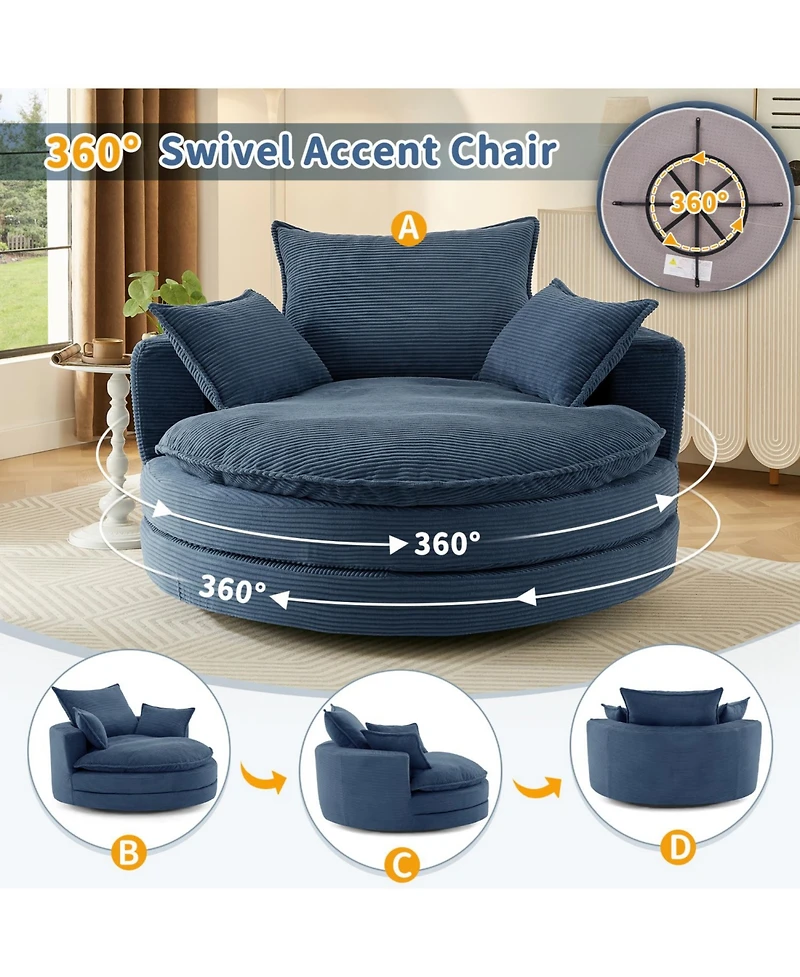 Streamdale 360 Swivel Barrel Chair with Pillows - Blue