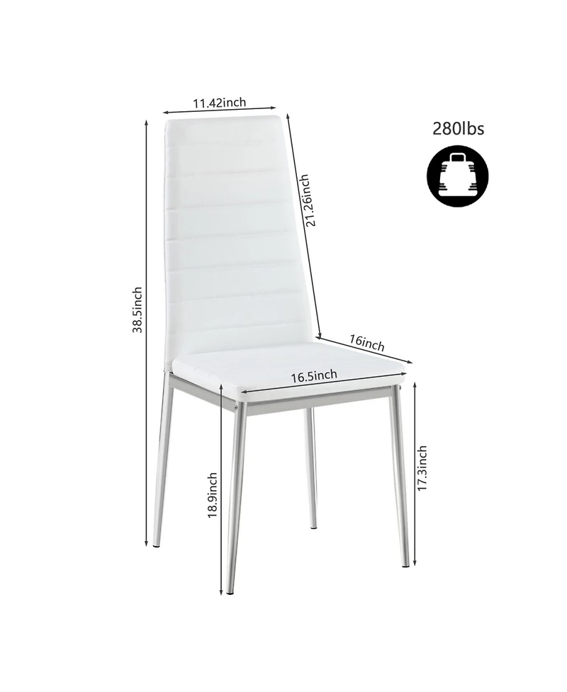 Streamdale Furniture Modern Pu Leather Dining Chair Set of 4