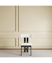 Streamdale Furniture White Velvet Dining Chairs - Black Frame (Set of 2)