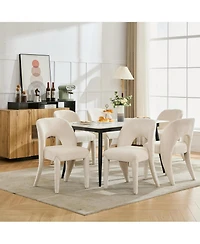 Streamdale Cream Chenille Dining Chairs, Hollow Back, Set of 2