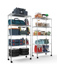 Streamdale Furniture Chrome Wire Shelf 5 Tier Unit - Heavy Duty Storage Solution