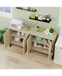 Streamdale Furniture Modern Carved Sideboard Cabinet with Adjustable Shelf