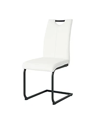 Streamdale Furniture Streamdale Modern White Pu Dining Chair with Black Metal Legs (Set of 4