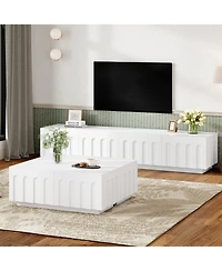 Streamdale Furniture Elegant Tv Stand & Coffee Table Set, Arched Media Console, White