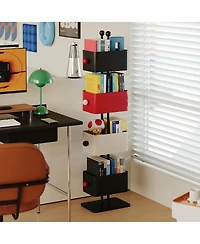 Streamdale Furniture Black & Red Bookshelf/Side Table/Magazine Rack