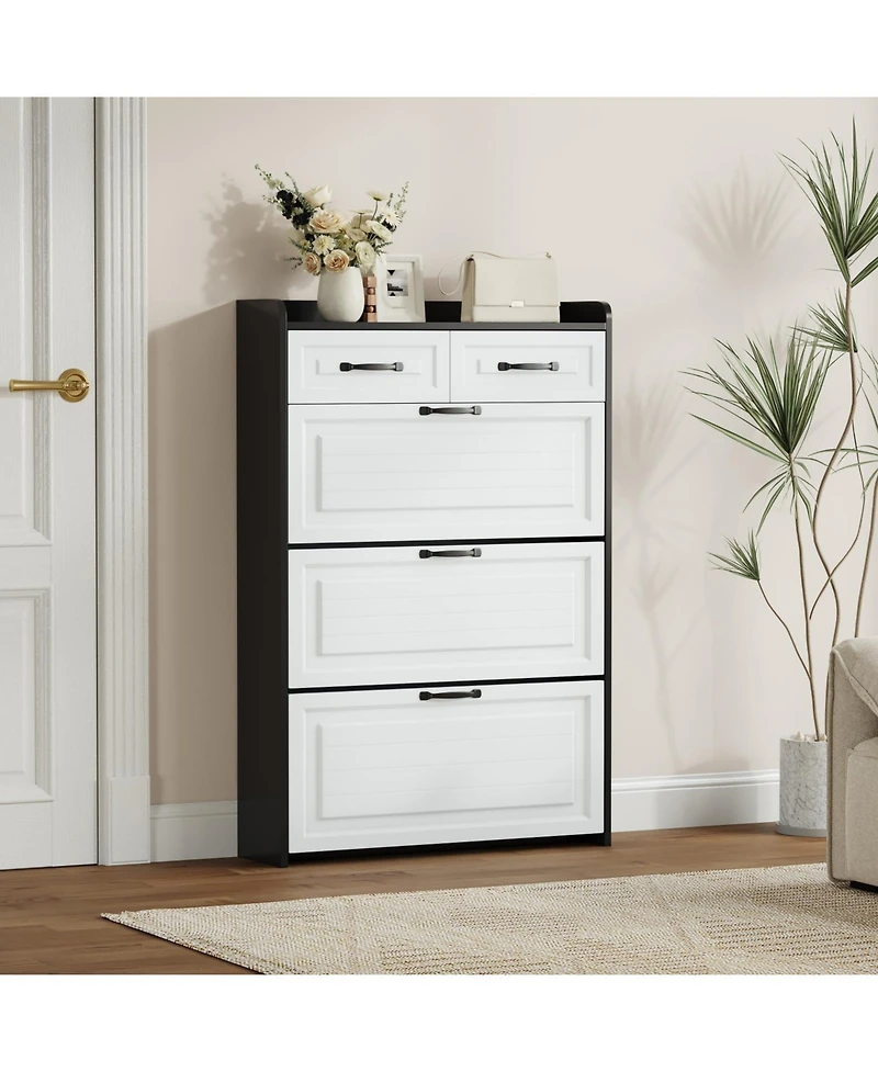 Streamdale Furniture 3-Door Shoe Cabinet with Drawers