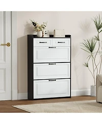 Streamdale Furniture 3-Door Shoe Cabinet with Drawers