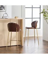 Streamdale Furniture Kira Dark Brown Faux Leather Bar Stools (Set of 2)
