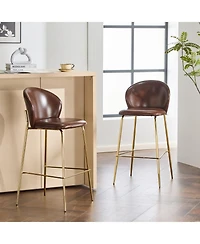 Streamdale Furniture Kira Dark Brown Faux Leather Bar Stools (Set of 2)