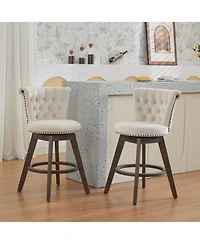 Streamdale 26" Swivel Velvet Counter Stools Set of 2, Beige