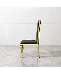 Streamdale Furniture Black Velvet Dining Chair with Unique Backrest (Set of 2)