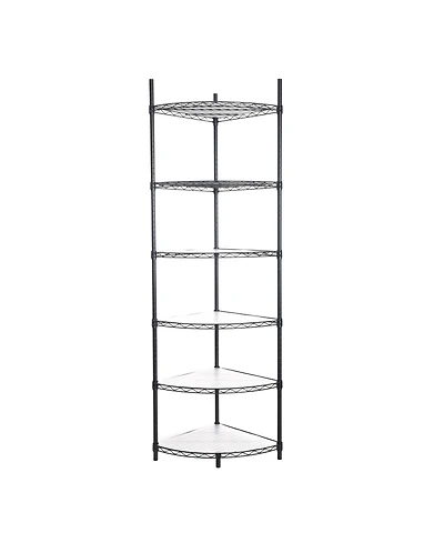 Streamdale Furniture 6-Tier Corner Wire Shelf Rack - Black