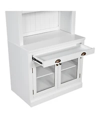 Streamdale Modern Bookcase with Glass Doors & Drawer, 83.4" Tall, White