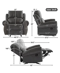 Streamdale Furniture 40.75" Wide Suede Manual Glider Standard Recliner, Slate