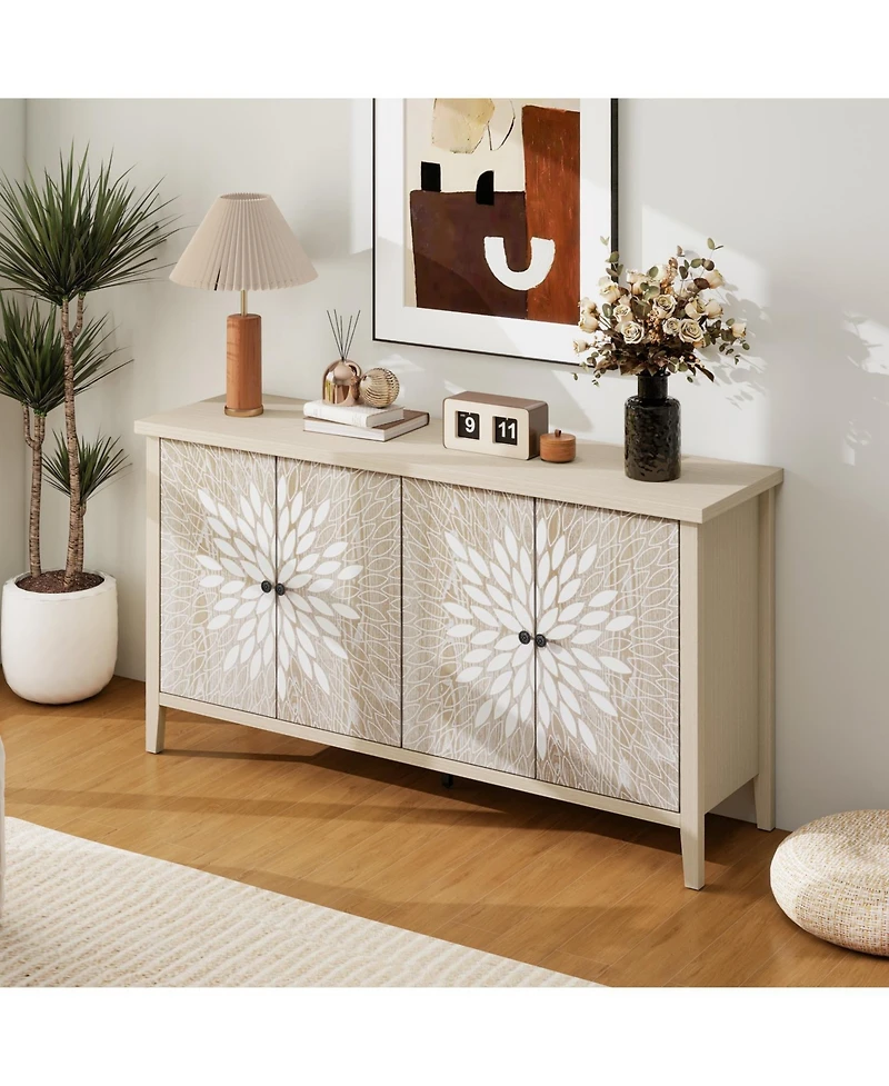 Streamdale Furniture Modern Sideboard Buffet Cabinet with 4 Doors & Adjustable Shelves