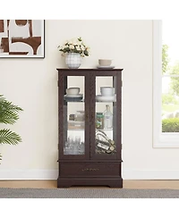 Streamdale Furniture Lighted Glass Curio Cabinet - 2-Door Display, Drawer, Bulb