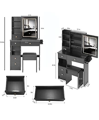 Streamdale Furniture Vanity Table with Charging Station & Led Mirror