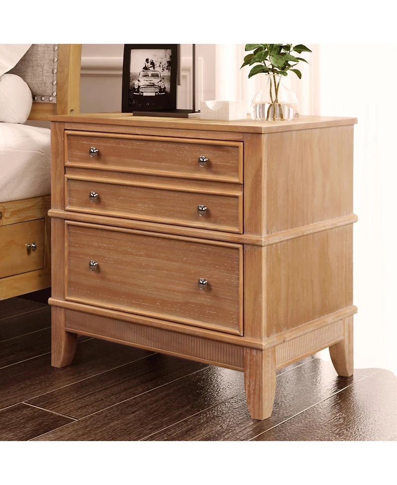 Streamdale Furniture Hazel 3-Drawer Hazel 3-Drawer Side Table for Living Room, Hallway, Entryway