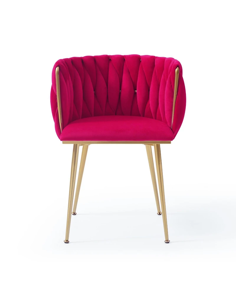 Streamdale Furniture 2-Piece Velvet Upholstered Golden Metal Legs Dining Chairs