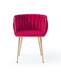 Streamdale Furniture 2-Piece Velvet Upholstered Golden Metal Legs Dining Chairs